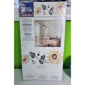 Vintage NEW Plaid Stencil Borders Sunflowers Y2K Bedroom 2000s Room Decor Retro